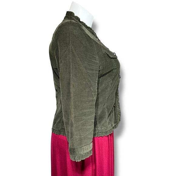 Telluride Clothing Co Womens Corduroy Short Jacket Ruffle Accent Button Close L - Picture 2 of 10